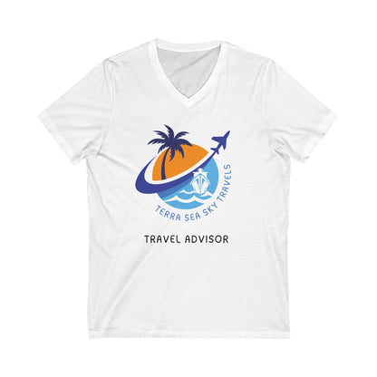 Terra Sea Sky Travel - Unisex Jersey Short Sleeve V-Neck Tee