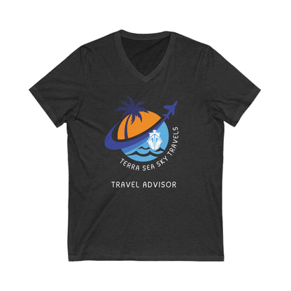 Terra Sea Sky Travel - Unisex Jersey Short Sleeve V-Neck Tee