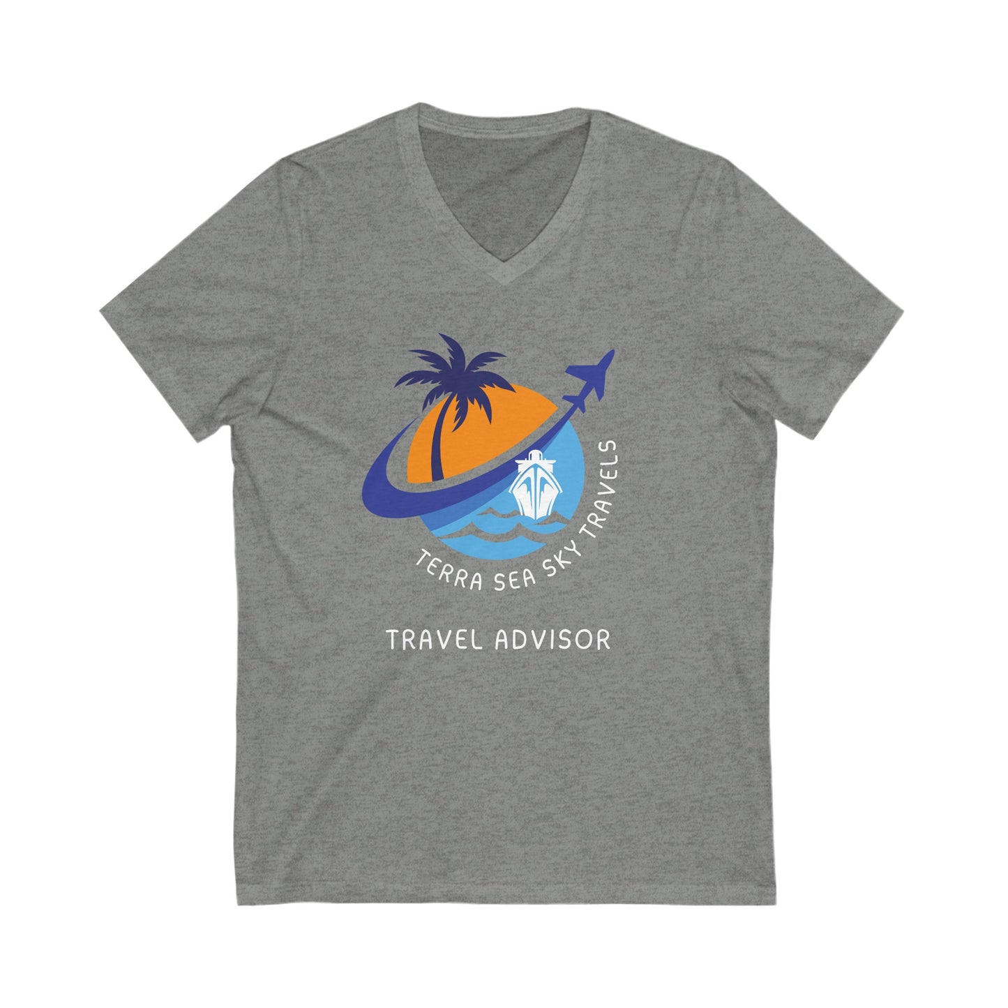 Terra Sea Sky Travel - Unisex Jersey Short Sleeve V-Neck Tee