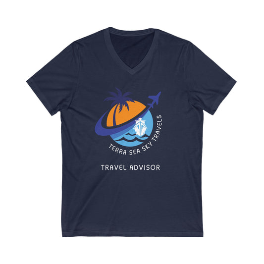 Terra Sea Sky Travel - Unisex Jersey Short Sleeve V-Neck Tee