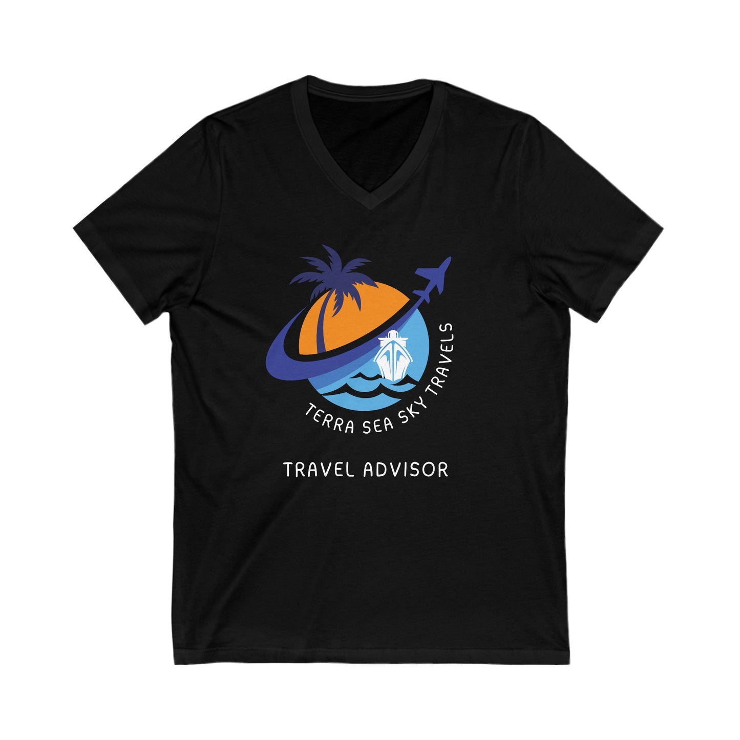 Terra Sea Sky Travel - Unisex Jersey Short Sleeve V-Neck Tee