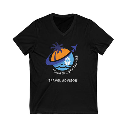 Terra Sea Sky Travel - Unisex Jersey Short Sleeve V-Neck Tee