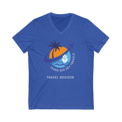 Terra Sea Sky Travel - Unisex Jersey Short Sleeve V-Neck Tee