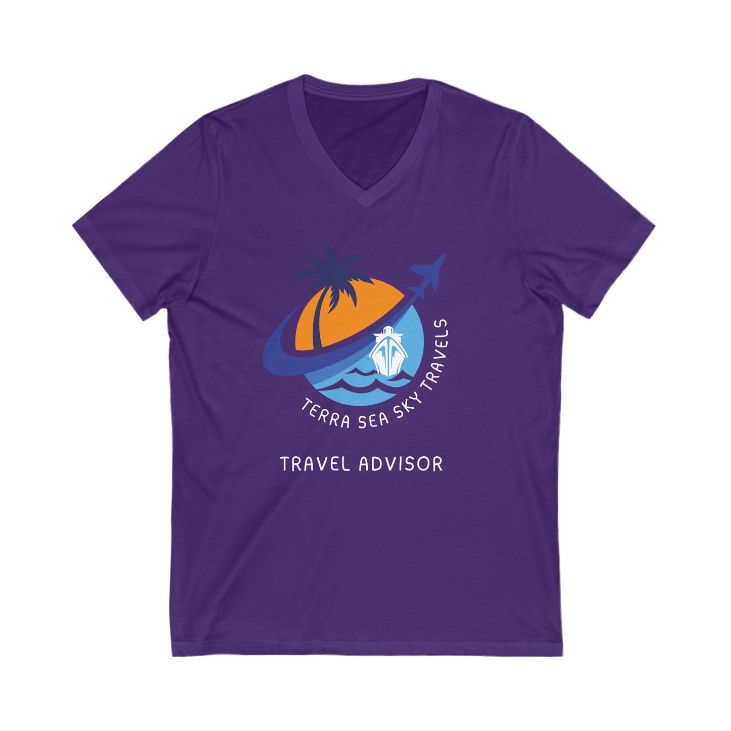 Terra Sea Sky Travel - Unisex Jersey Short Sleeve V-Neck Tee